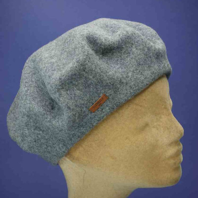 Béret femme gris clair en laine de mérinos elosegui